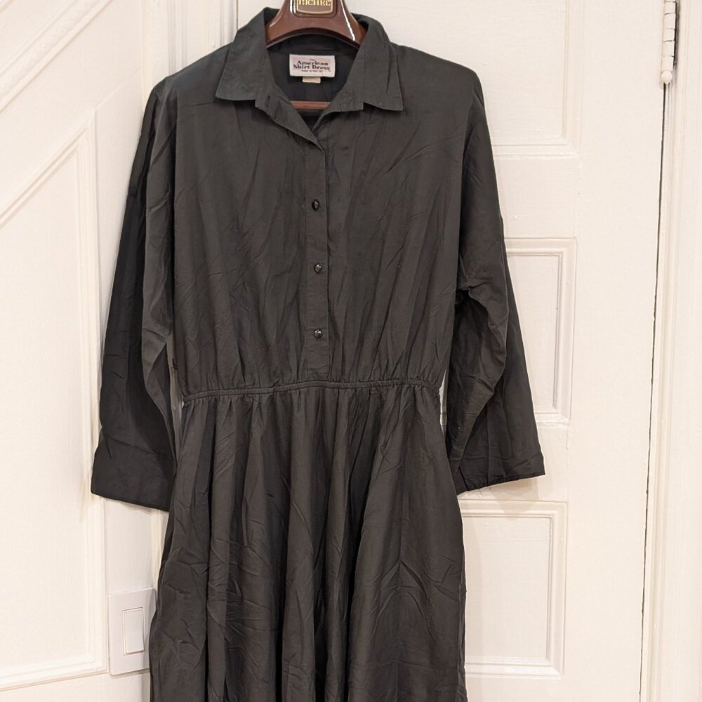 The American Shirt Dress Vintage Black Collared Dress Size 22